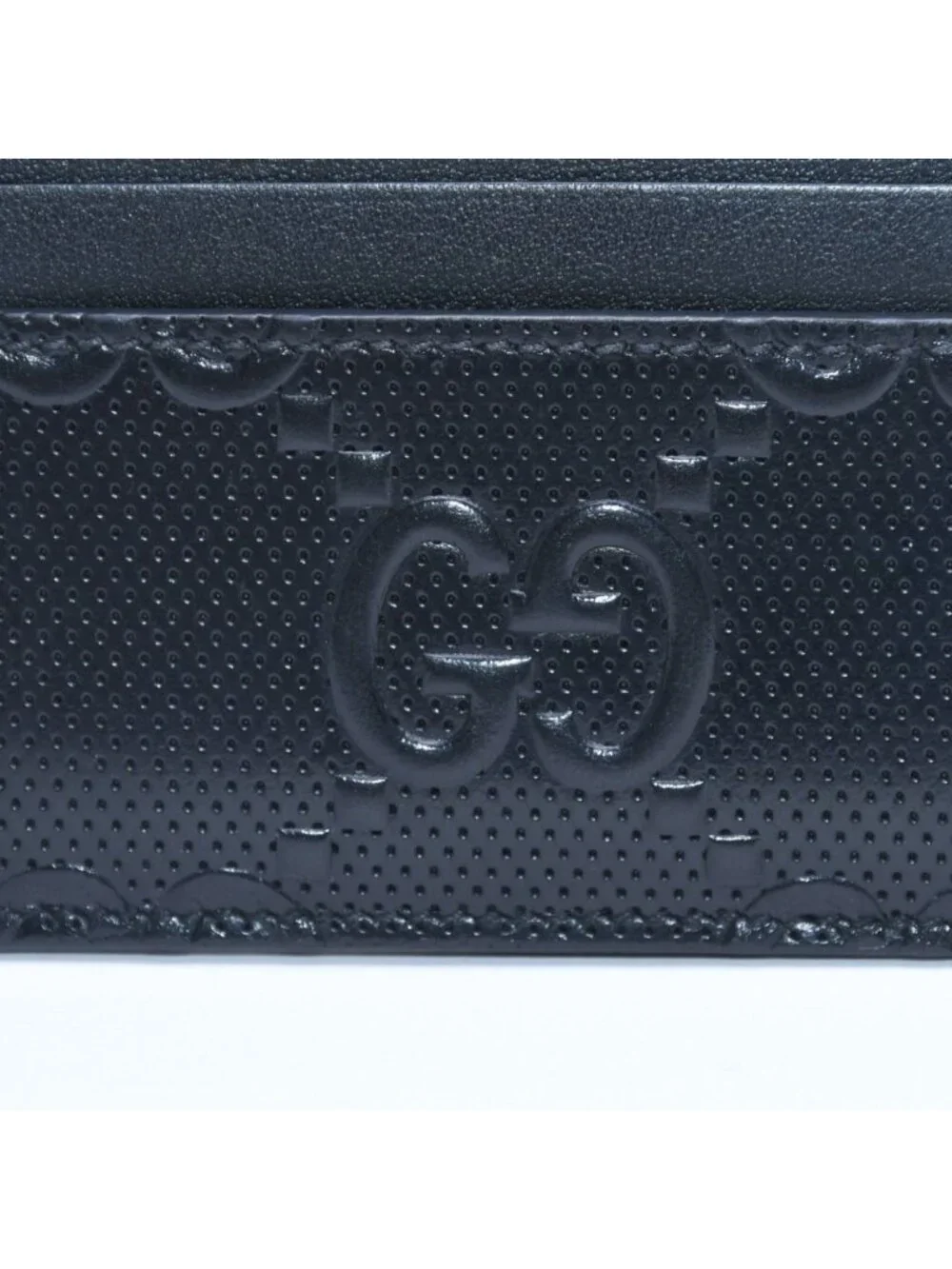 Gucci Card Case Business GG Embossed Leather Black